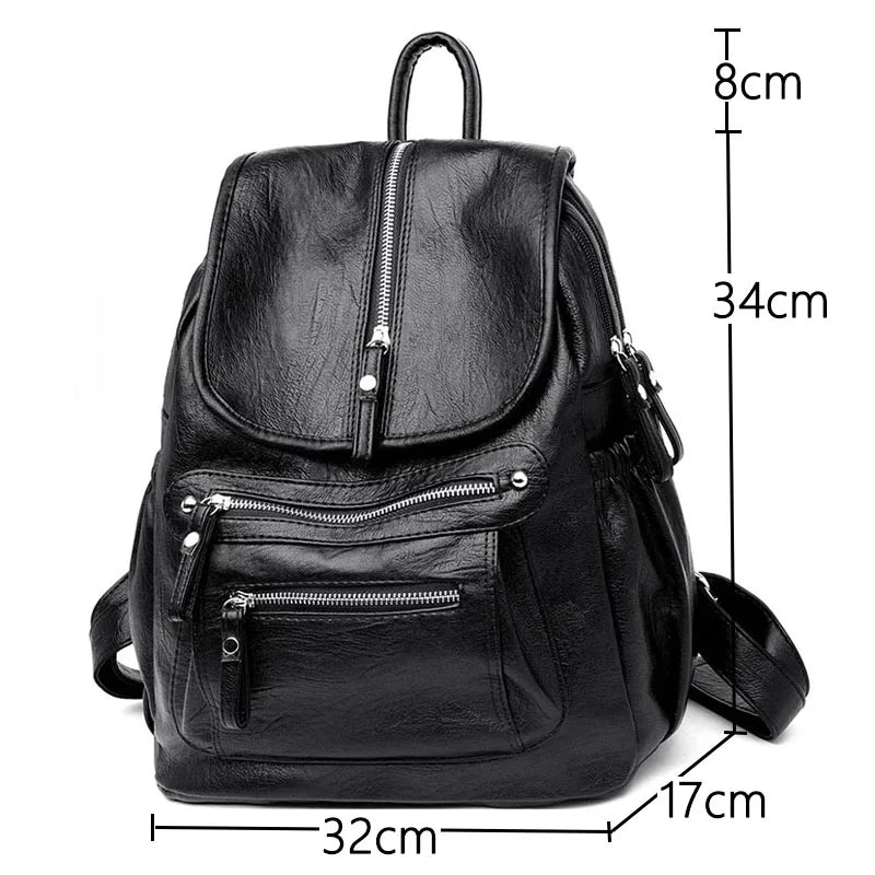 KMFFLY Damen Rucksack aus echtem Schafleder – Vintage Leder-Rucksack für Schule, Reise & Alltag