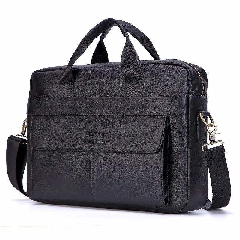 LACHIOUR Herren Lederhandtasche – Casual Business Laptop Messenger Bag für 15,6 Zoll, Reise & Alltag