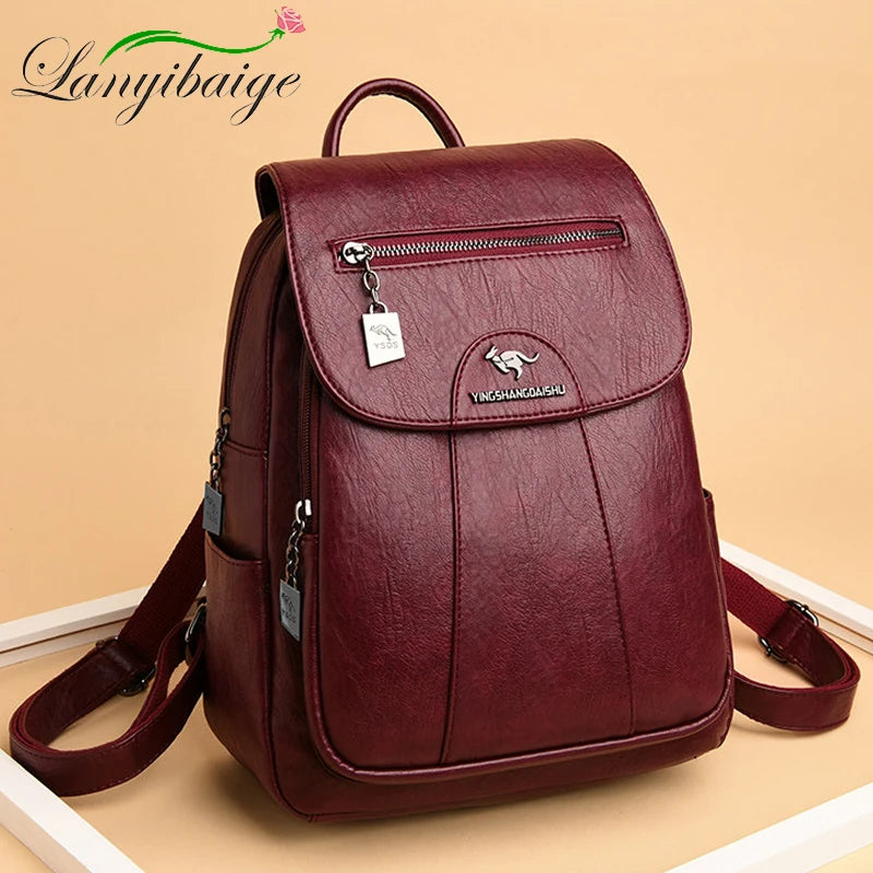 KMFFLY Damen Rucksack aus echtem Schafleder – Vintage Leder-Rucksack in 5 Farben, weich & elegant für Schule, Reise & Alltag