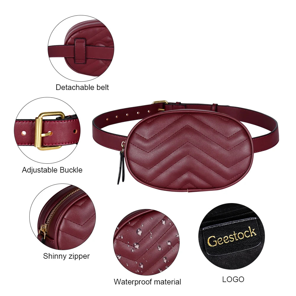 Geestock Damen Bauchtasche – Runde PU-Leder Gürteltasche, Luxuriöse Fanny Pack & Crossbody-Handtasche