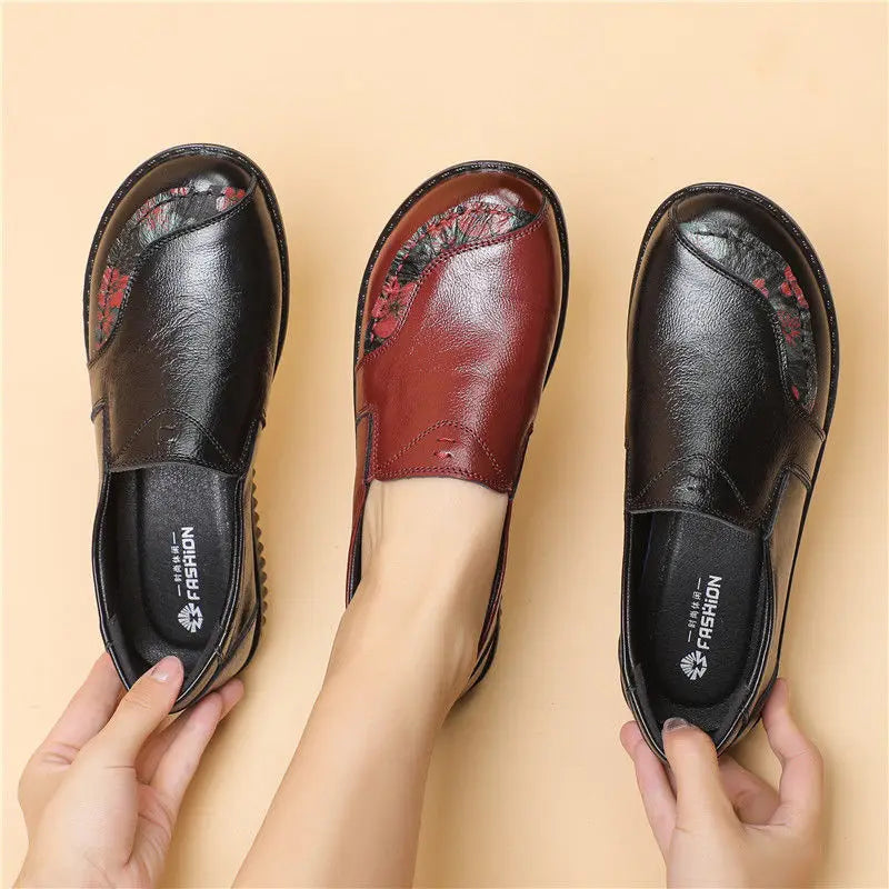 Lorilury Damen Leder Ballerinas – Handgefertigte Vintage Flats, Elegante Loafers und Moccasins für Freizeit & Alltag