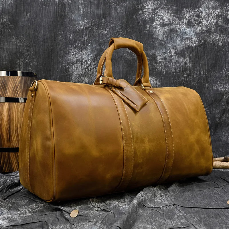 Newsbirds Crazy Horse Leder Reisetasche – Vintage Carry-On Duffle Bag aus echtem Rindsleder für Damen &amp; Herren 