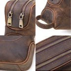 Contact'S Herren Kosmetiktasche aus echtem Leder – Luxus Kulturbeutel aus Rindsleder, große Kapazität, Vintage Reise-Organizer 