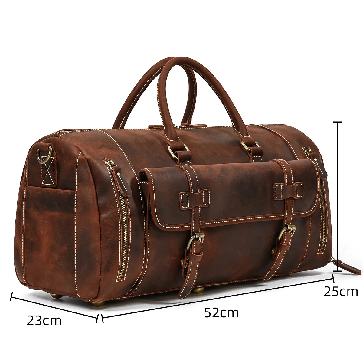 Newsbirds Vintage Leder Reisetasche für Herren – Große Travel Duffle aus echtem Rindsleder mit Schuhfach & Nietenboden