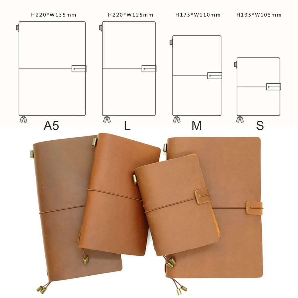 Hochwertiges Leder-Reisetagebuch – Vintage Traveler’s Notebook aus echtem Rindsleder