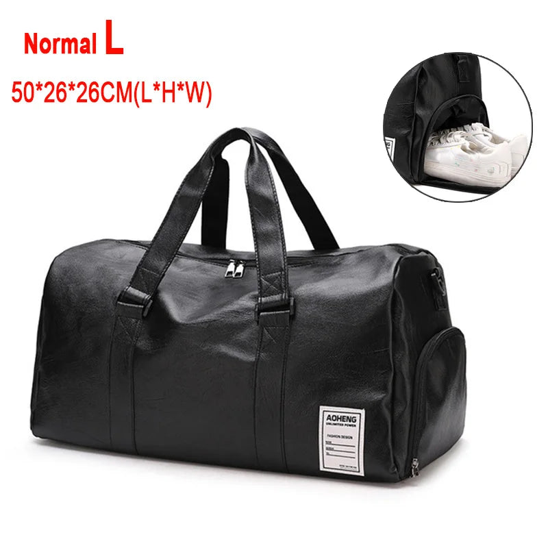 Scione PU-Leder Gym Bag XA18A – Fitness- & Reisetasche mit Dry/Wet-Trennung, Schuhfach und Schulter-/Crossbody-Trageoption