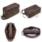 Contact'S Herren Kosmetiktasche aus echtem Leder – Luxus Kulturbeutel aus Rindsleder, große Kapazität, Vintage Reise-Organizer 
