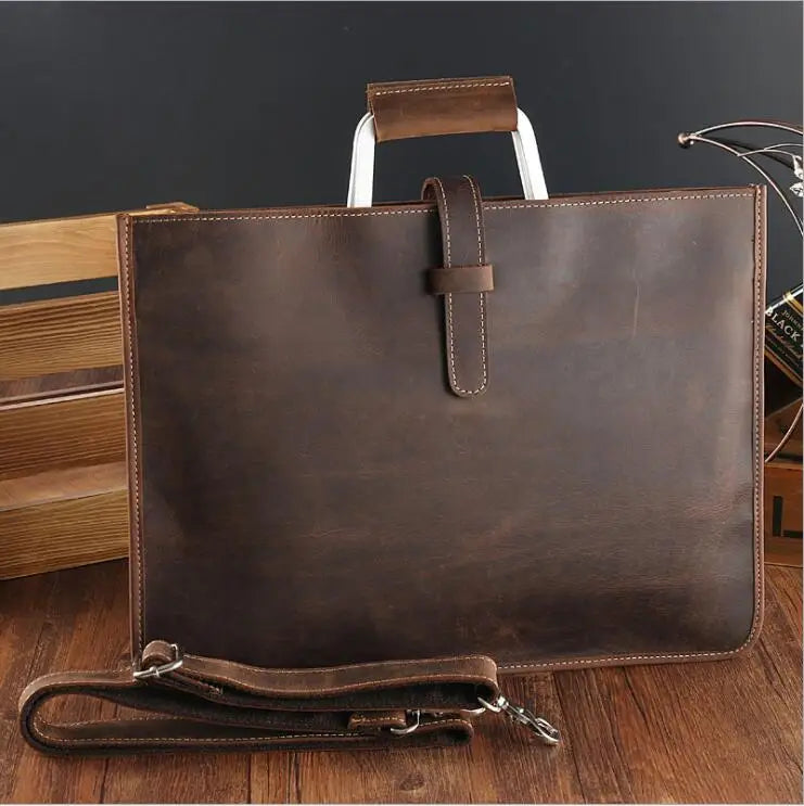 Newsbirds Luxus Leder Clutch for Herren – Élégant sac de documentation et d'affaires avec un véritable sac à dos pour A4 et iPad 