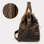 Luufan Vintage Crazy Horse Bolsas de viaje de cuero para hombres – Bolsa de viaje grande aus echtem Rindsleder mit Schloss &amp; Krokodil-Prägung