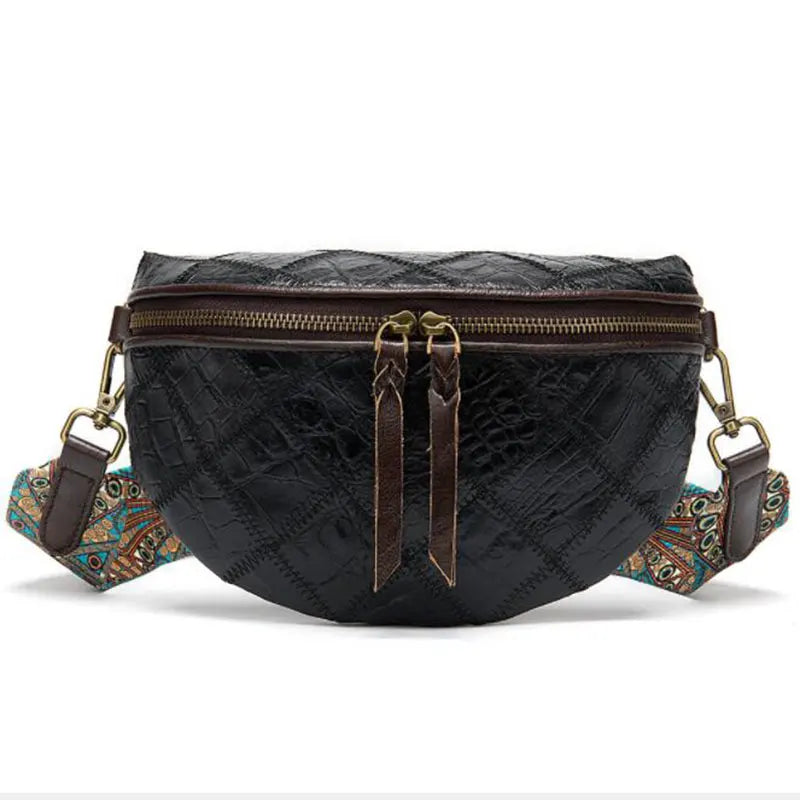 LACHIOUR Damen Bohemia Bauchtasche – Echtes Rindsleder Fanny Pack & Crossbody Bag, Stilvolle Bohemian Hüfttasche