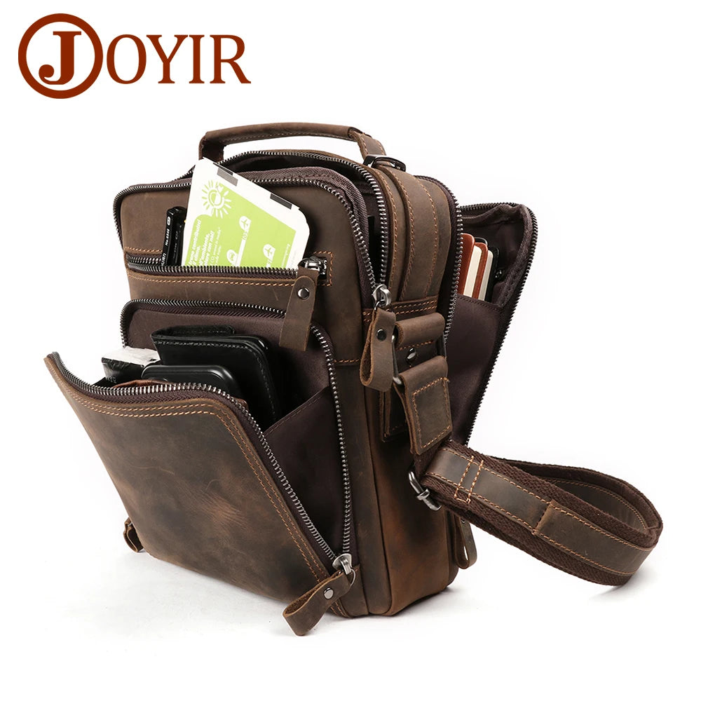 JOYIR Herren Leder Schultertasche – Vintage Flap Messenger Bag für Casual & Büro