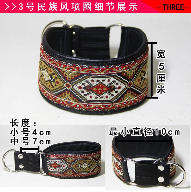 Hunde-Halsband aus Schaffell &amp; Leder – Ethnisches Design für kleine, mittlere &amp; große Hunde (auch Windhunde) 