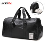 Scione PU-Leder Gym Bag XA18A – Fitness- & Reisetasche mit Dry/Wet-Trennung, Schuhfach und Schulter-/Crossbody-Trageoption