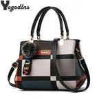 Elegante Designer Damenhandtasche aus PU-Leder – Messenger & Crossbody Bag mit Fell-Detail, Schulter- & Tote Bag