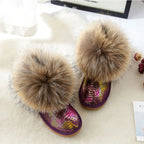 JOYHOPY Damen Schneestiefel aus echtem Leder – Knöchelhohe Winterboots mit warmem Fellfutter &amp; flacher Sohle