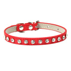 Bling Strass Hunde- & Katzenhalsband aus PU-Leder – Kristall-Diamant Halsband mit Leine für kleine Hunde (12 Farben)