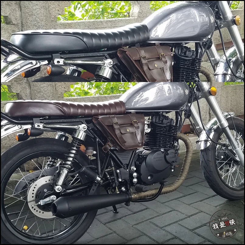 64 cm Cafe Racer Motorradsitz aus Lederoptik – Retro Vintage Flach-Sitzbank, wasserdicht &amp; handgenäht