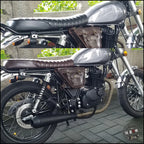64 cm Cafe Racer Motorradsitz aus Lederoptik – Retro Vintage Flach-Sitzbank, wasserdicht &amp; handgenäht
