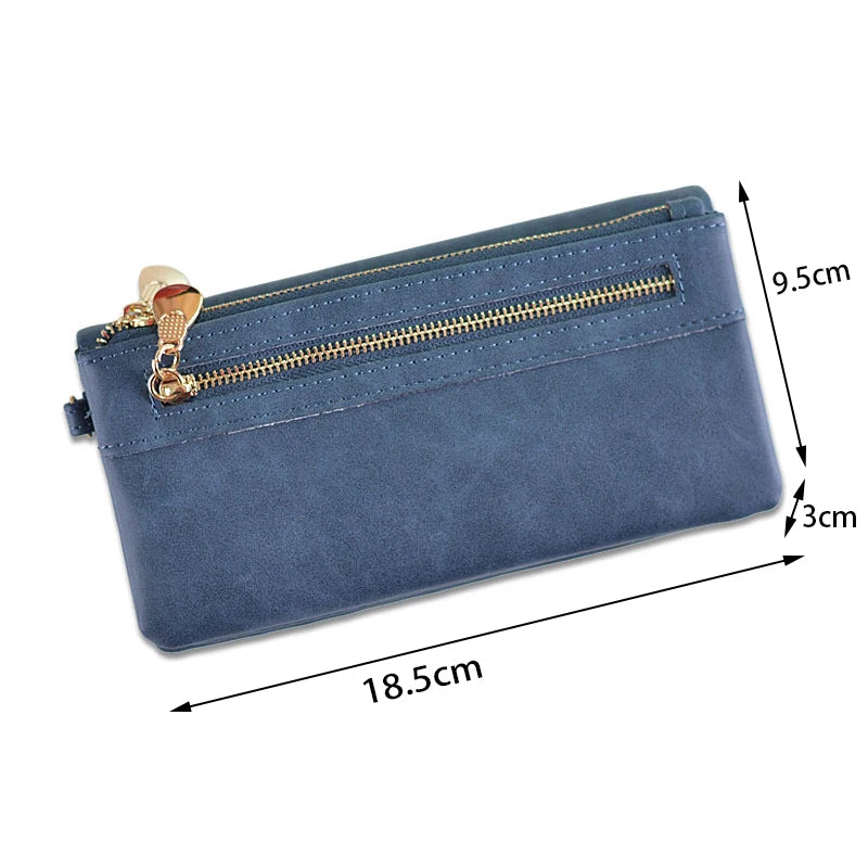 Yogodlns Damen Geldbörse mit großer Kapazität – PU-Leder Wallet mit Doppel-Reißverschluss, Clutch & Handgelenkschlaufe