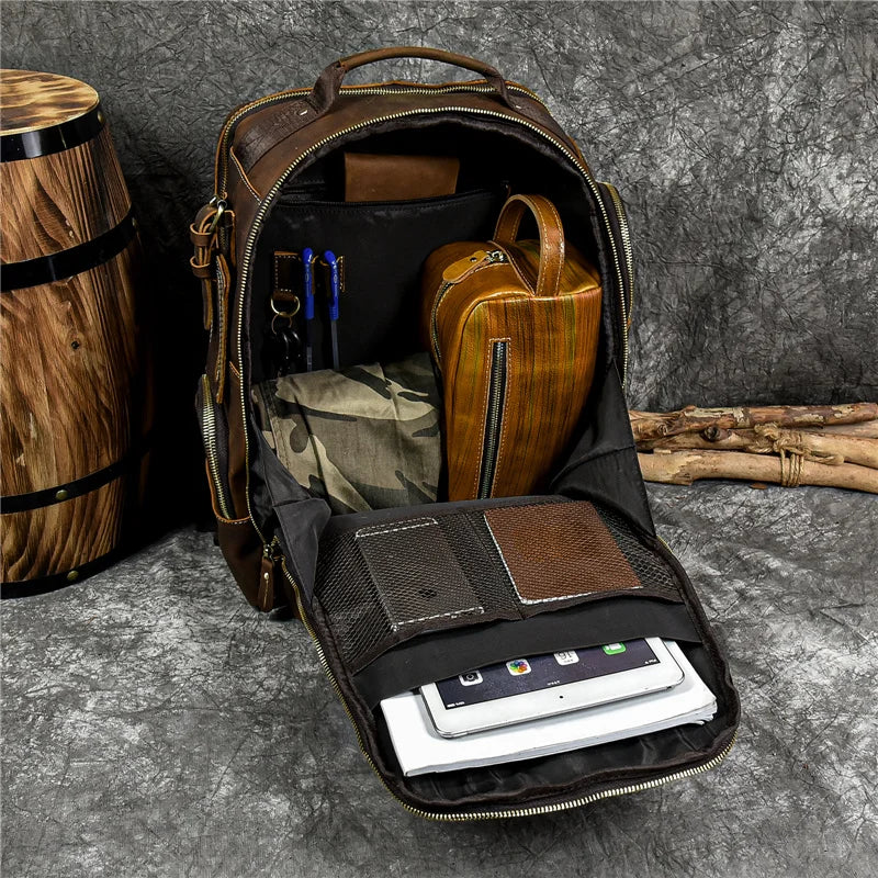 NEWSBIRDS Herren Leder Rucksack – Vintage Luxus Daypack aus echtem Rindsleder für Business, Reise & Schule