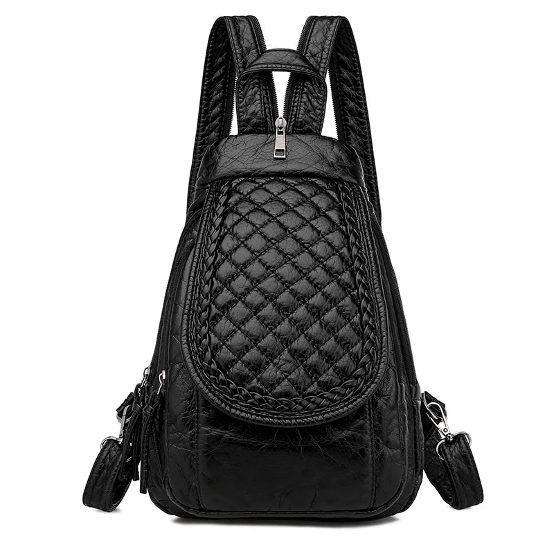 LANYIBAIGE Damen Leder-Rucksack – Kleiner Fashion Rucksack mit Stickerei, weich & leicht für Schule, Alltag & Reisen