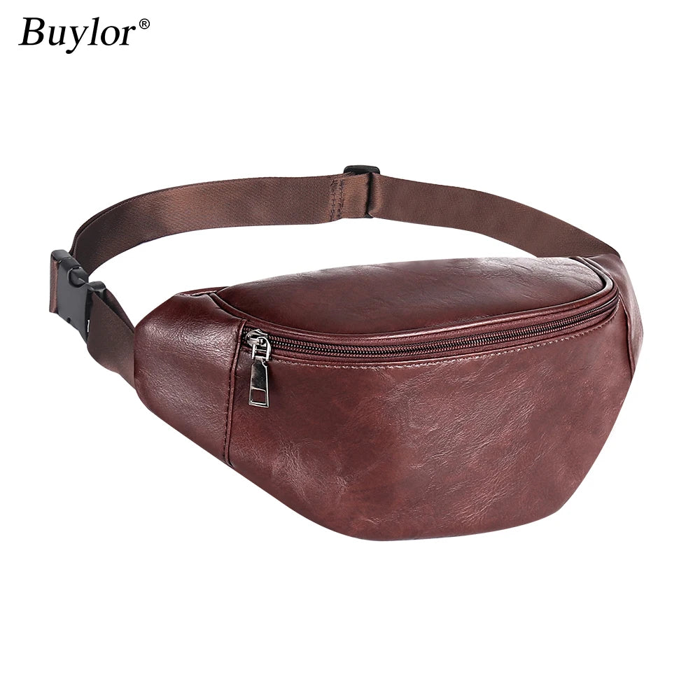 Buylor Damen & Herren PU-Leder Gürteltasche – Luxus Waist Bag, Waterproof Hip Bag & Chest Bag für Outdoor, Sport und Alltag