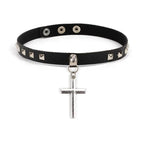Spike Choker Halskette Punk – Breites Kunstleder Halsband mit großen Nieten im Gothic Style für Damen &amp; Herren