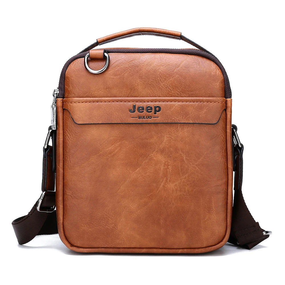 JEEP BULUO Herren 2-teiliges Messenger Bag Set – Split-Leder Schultertasche & Business Crossbody für iPad Mini
