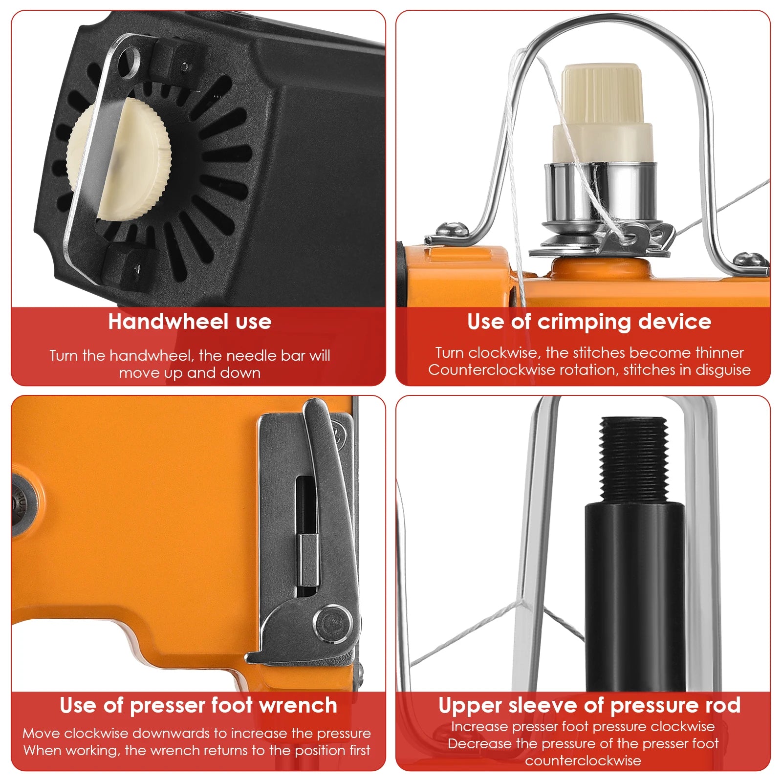 Elektrische Sacknähmaschine mit Akku – Tragbare Industrie-Nähmaschine für Gewebesäcke, Leder & Verpackungen, 190 W, 2200 mAh Lithium-Akku