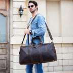 Vintage Herren Reisetasche aus echtem Rindsleder – Große Leder Duffle Bag 60 cm, robuste Weekend- & Handgepäcktasche aus Cowhide