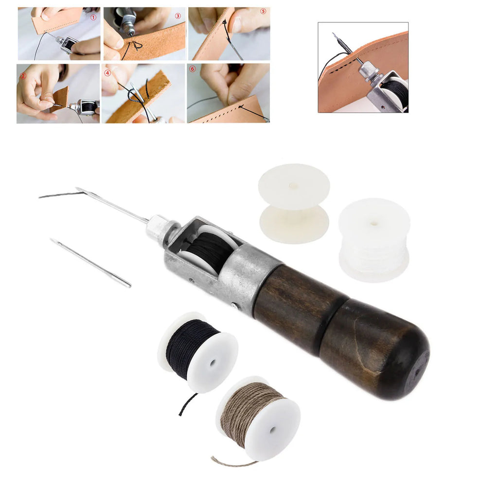 Ledernähwerkzeug – Handbetriebene Ledernähmaschine mit gewachstem Faden für Lederarbeiten