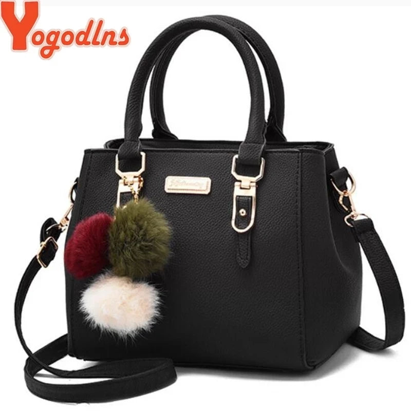 Yogodlns Damen Handtasche mit Perlenanhänger – Geprägte Schulter- &amp; Messenger Bag en PU-Leder mit Quaste