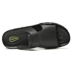 Herren Leder Slides Sommer – Schwarze Slip-On Sandalen aus echtem Leder, Extra große Größen bis 52, Bequeme Beach & Outdoor Slipper