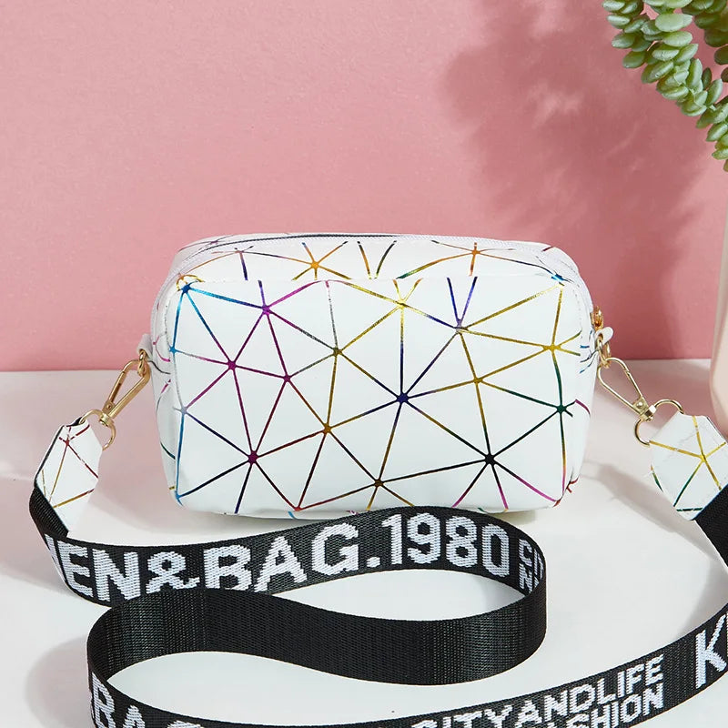 Yogodlns Fashion Laser Schultertasche – Kleine quadratische PU-Leder Crossbody Bag für Damen, Trendige Umhängetasche