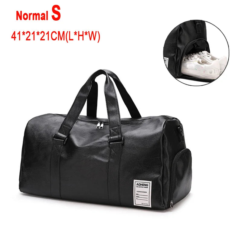 Scione PU-Leder Gym Bag XA18A – Fitness- & Reisetasche mit Dry/Wet-Trennung, Schuhfach und Schulter-/Crossbody-Trageoption