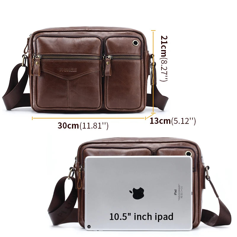 LACHIOUR Herren Leder-Umhängetasche – Echtes Leder, Casual Messenger Bag, Business & Crossbody Handbag