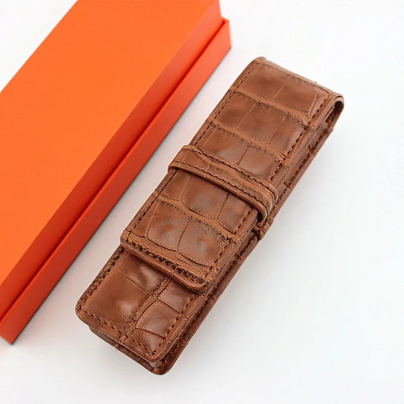 Haute qualité en cuir Federmäppchen für 2 Stifte – Elegante Stiftetasche / Stifthalter aus Leder