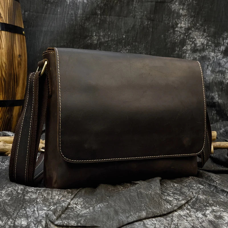 Newsbirds Vintage Herren Leder-Aktentasche – Crazy Horse Laptop Messenger Bag para oficina y oficina 