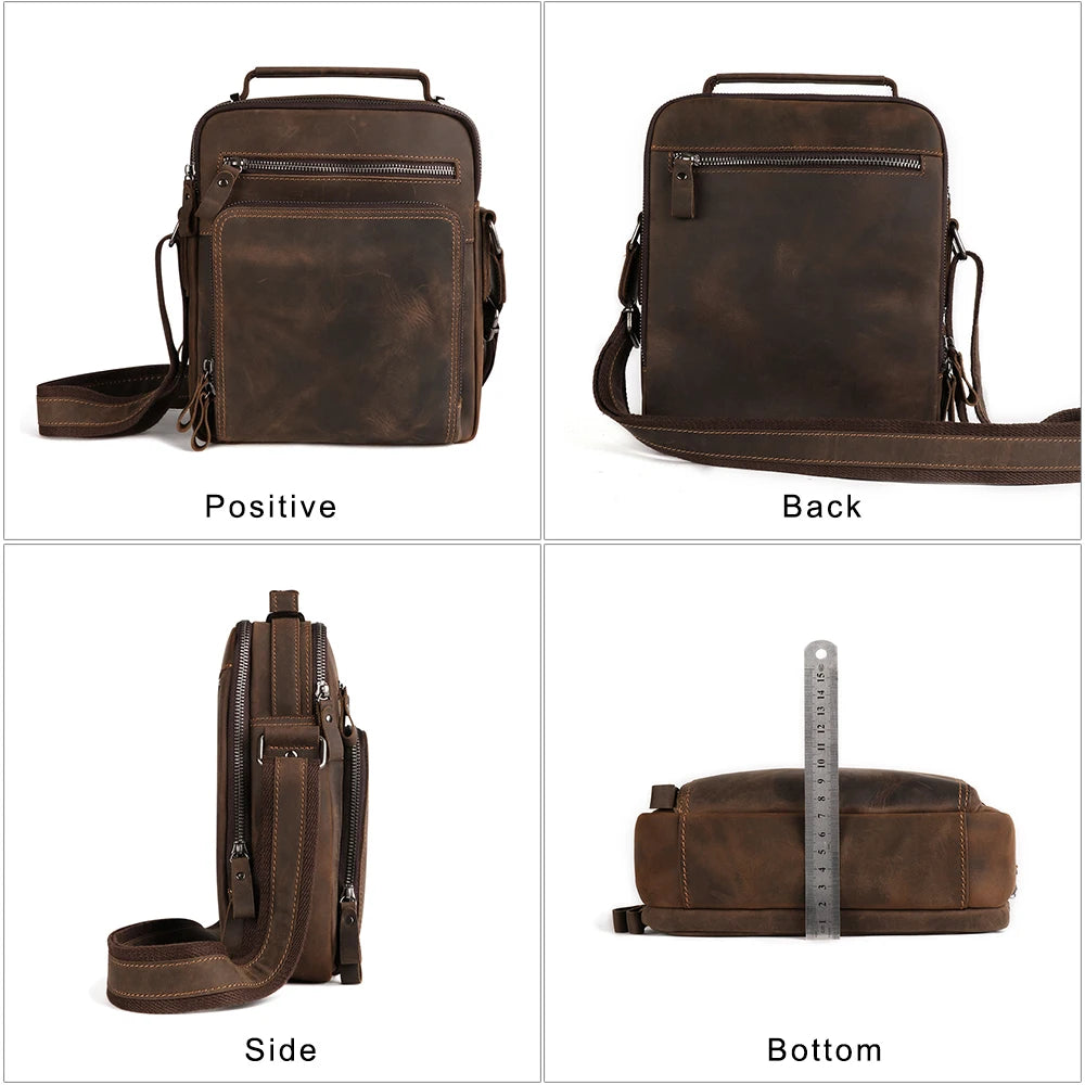 JOYIR Herren Leder Schultertasche – Vintage Flap Messenger Bag für Casual & Büro
