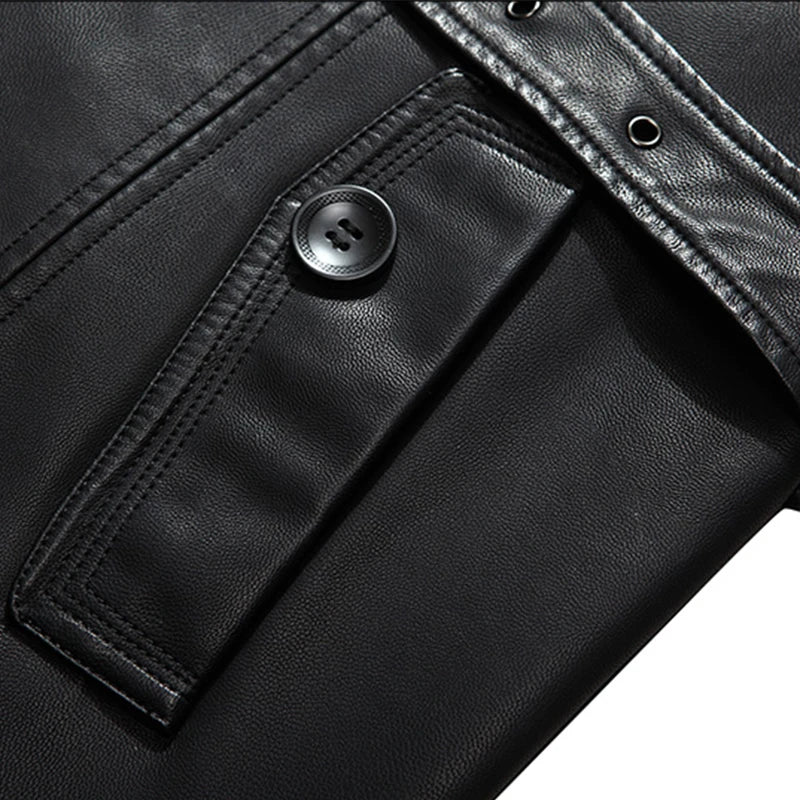 Mauroicardi Herren Lederblazer Lang – Eleganter PU-Ledermantel mit Gürtel, wind- & wasserabweisender Business-Blazer in Schwarz bis 5XL