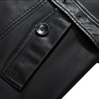 Mauroicardi Herren Lederblazer Lang – Eleganter PU-Ledermantel mit Gürtel, wind- & wasserabweisender Business-Blazer in Schwarz bis 5XL