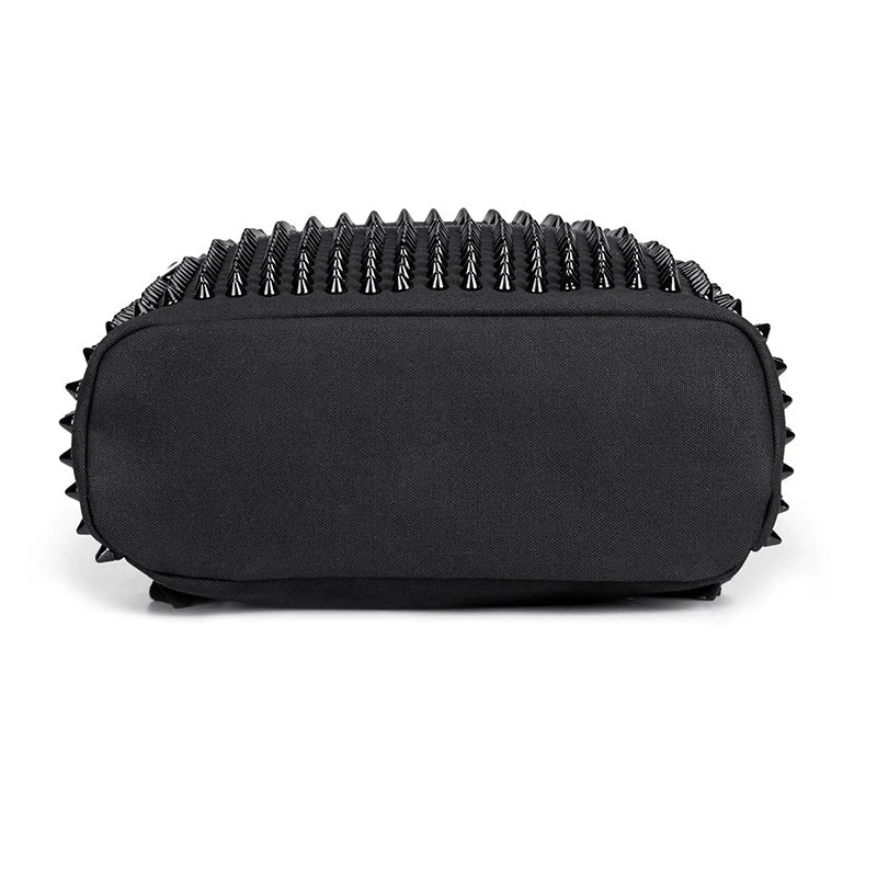 JIEROTYX Punk Rucksack Schwarz – Fashion Canvas Backpack mit Nieten, großer Stauraum für Schule, Alltag & Travel