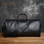 ZRCX Reise- & Weekender Tasche aus echtem Rindsleder – Große Leder Duffle Bag in Schwarz, Handgepäck & Schultertasche für Damen und Herren