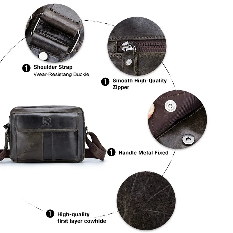 BULLCAPTAIN Herren Leder Umhängetasche – Große Kapazität, Multifunktional, Casual & Business Aktentasche