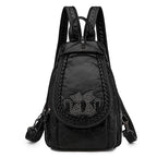 LANYIBAIGE Damen Leder-Rucksack – Kleiner Fashion Rucksack mit Stickerei, weich & leicht für Schule, Alltag & Reisen