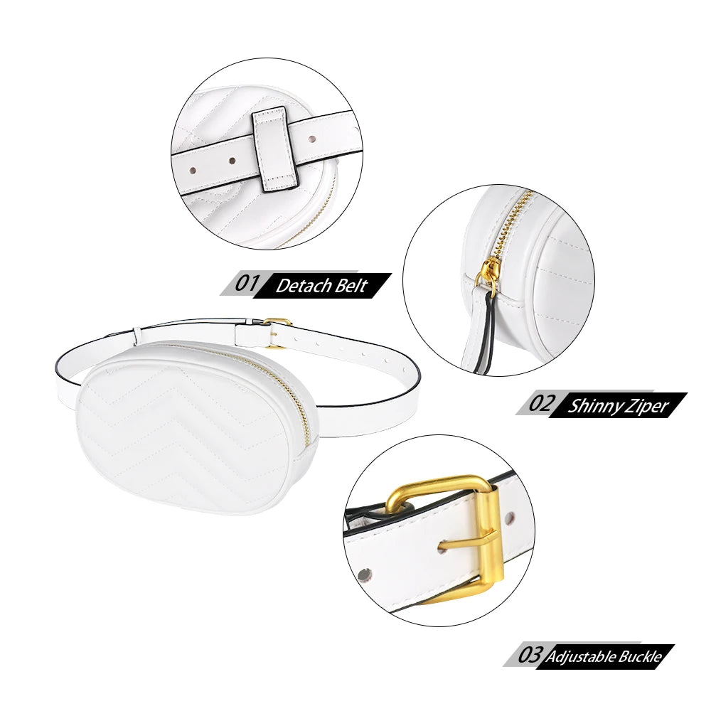 Buylor Damen Bauchtasche – Designer PU-Leder Fanny Pack & Chest Bag, Modische Gürteltasche mit Handyfach