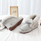 GRWG Damen Winter Flats – Handgefertigte Loafers aus echtem Pigskin-Leder mit Schafwoll-Innensohle, rutschfeste Slip-On Mokassins