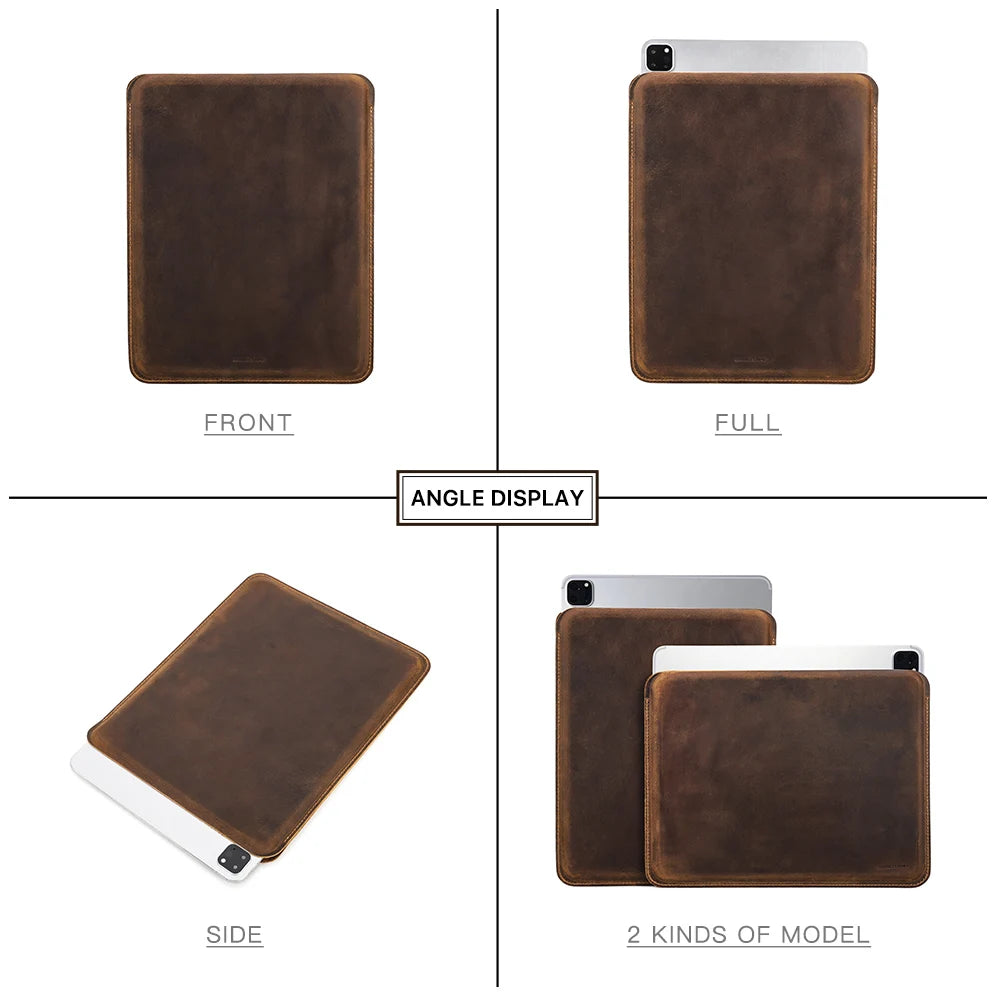 Echtes Leder Sleeve für iPad Pro 11, iPad Pro 12.9 & iPad Air – Premium Tablet Tasche im Vintage-Design