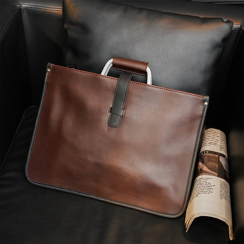 ETONWEAG Herren Leder-Aktentasche – Luxus Business Briefcase aus Crazy Horse PU-Leder für Laptop & Dokumente