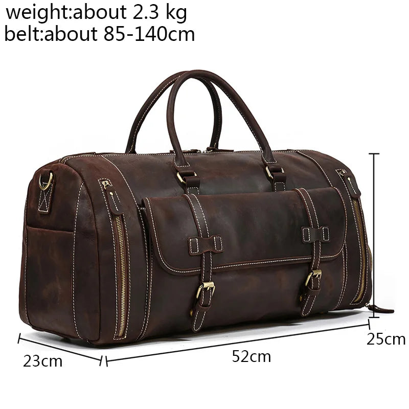 LUUFAN Herren Leder Reisetasche aus echtem Rindsleder – Große Vintage Crazy Horse Duffle Bag mit Schuhfach, Business- & Weekender Tasche